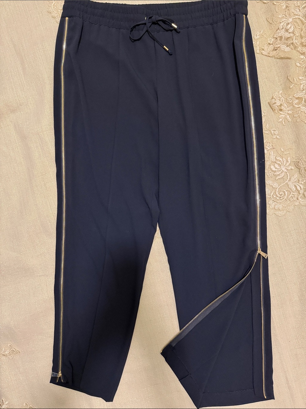 Women’s Navy Zip-Trim Track Pants